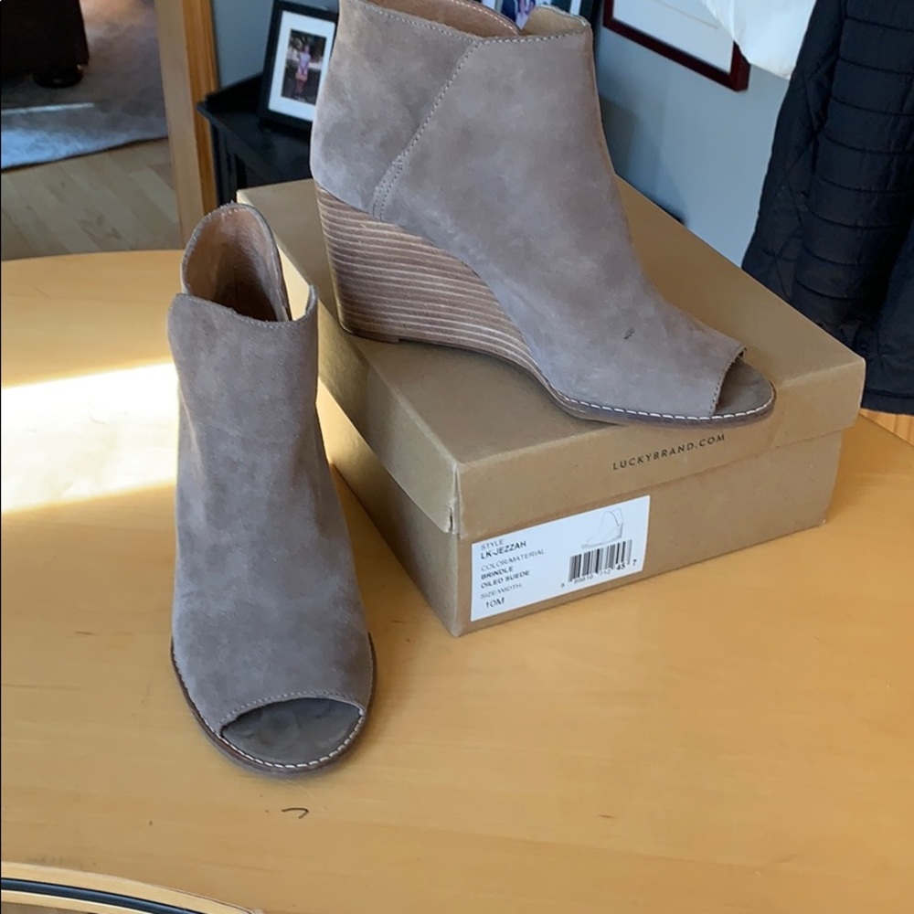 Lucky Brand open toe wedge heels